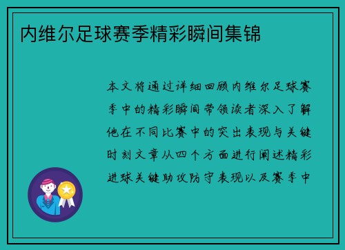 内维尔足球赛季精彩瞬间集锦